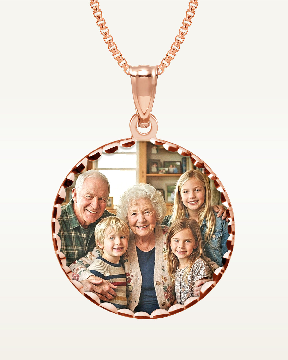 Round w/ Diamond Cut Edge Photo Engraved Pendant