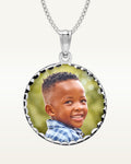 Round w/ Diamond Cut Edge Photo Engraved Pendant