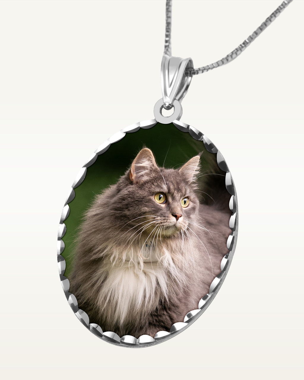 Oval w/ Diamond Cut Edge Photo Engraved Pendant