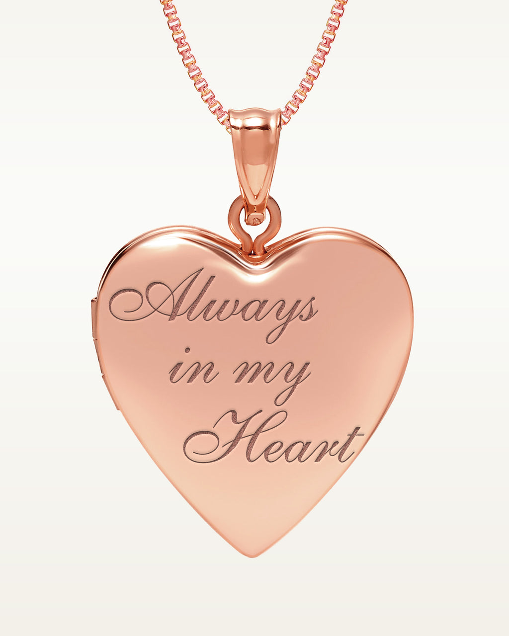 14k Rose Gold Always In My Heart Photo Locket