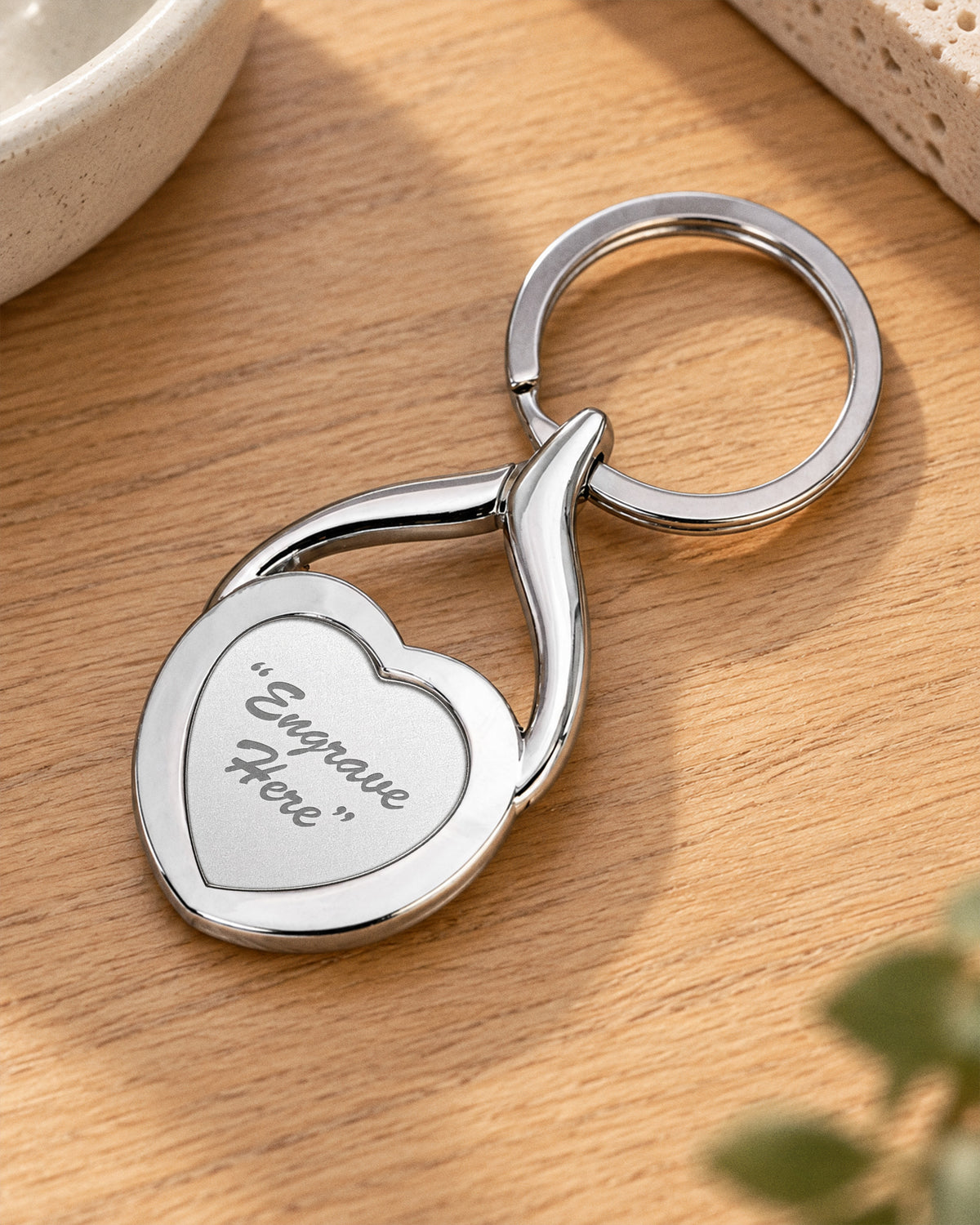 Engravable Stainless Steel Heart Keychain