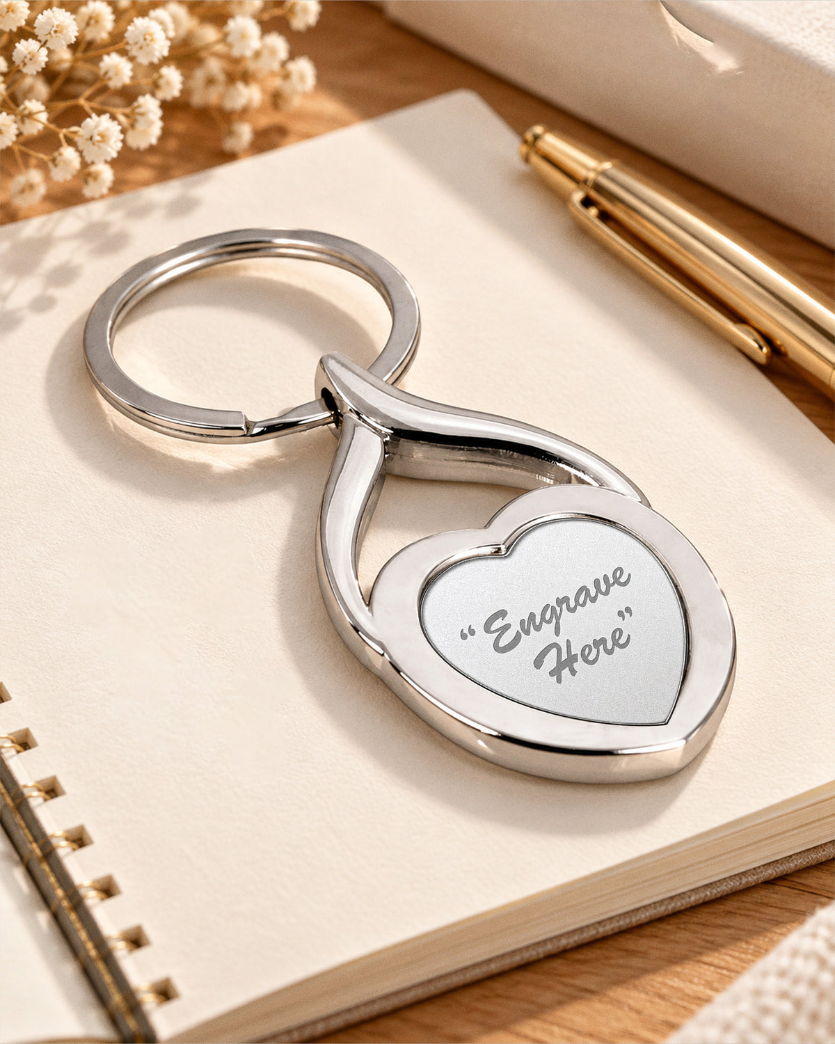 Engravable Stainless Steel Heart Keychain