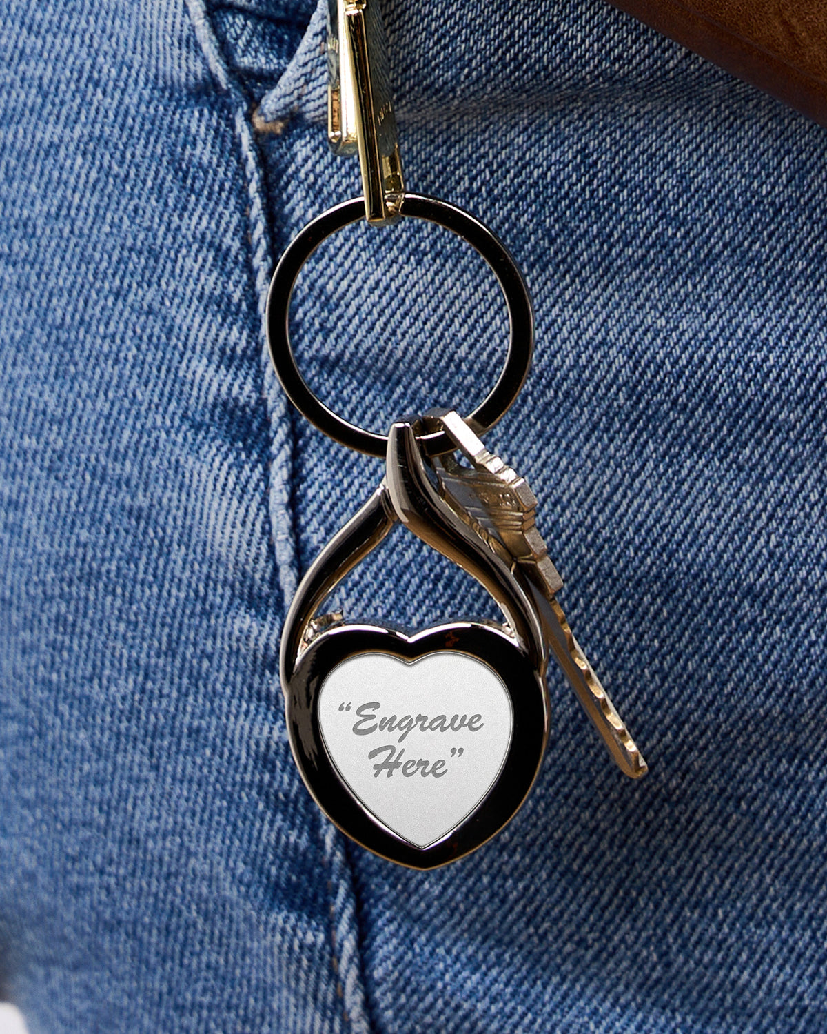 Engravable Stainless Steel Heart Keychain
