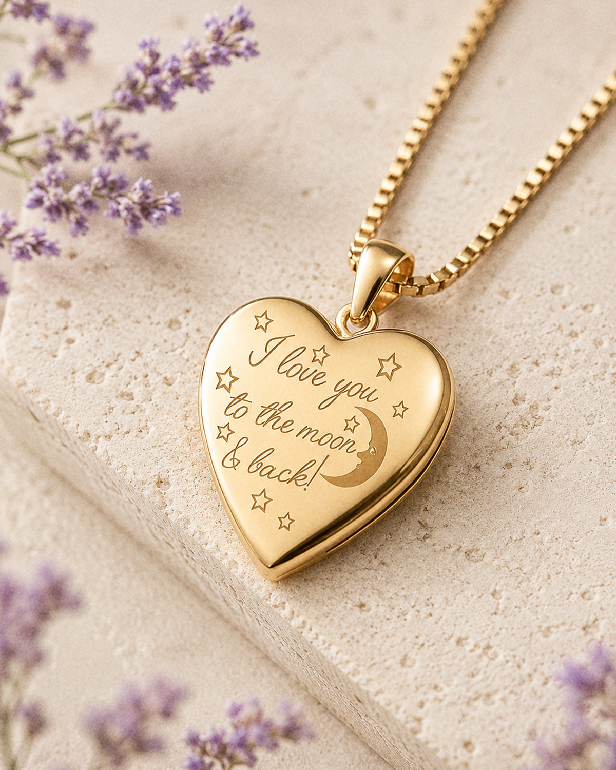 Yellow Gold To The Moon & Back Heart Photo Locket - lifestyle