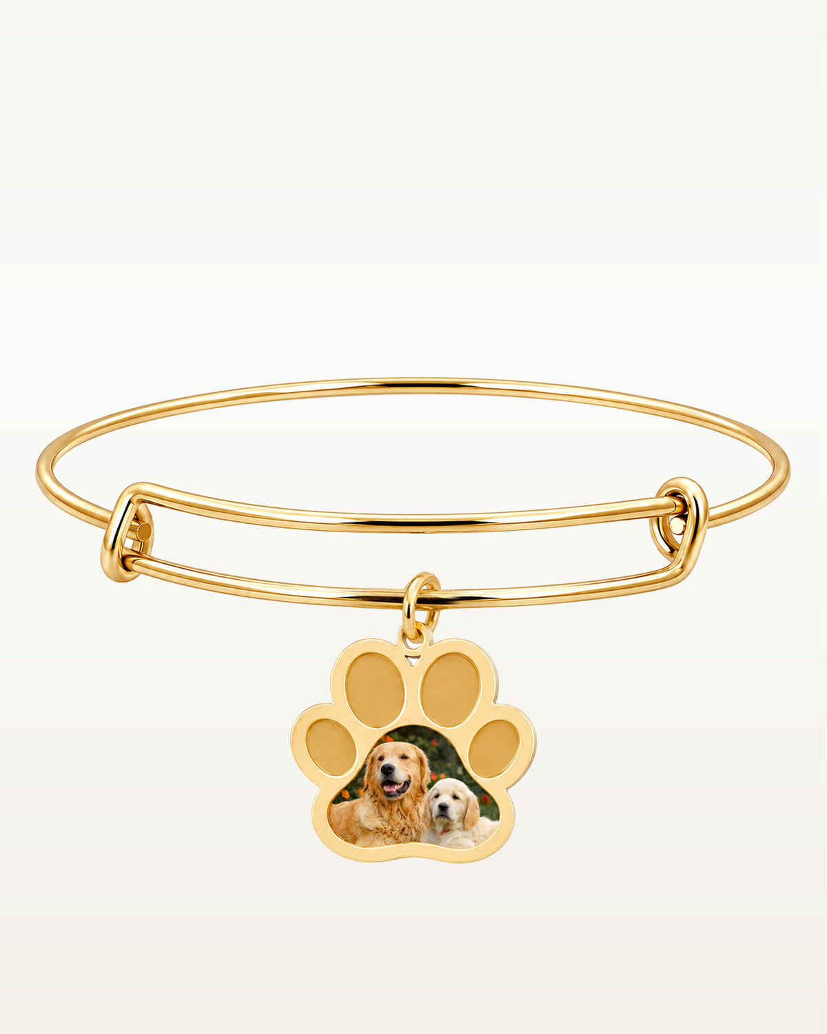Dog Paw Print Photo Charm Expandable Bracelet