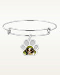 Dog Paw Print Photo Charm Expandable Bracelet