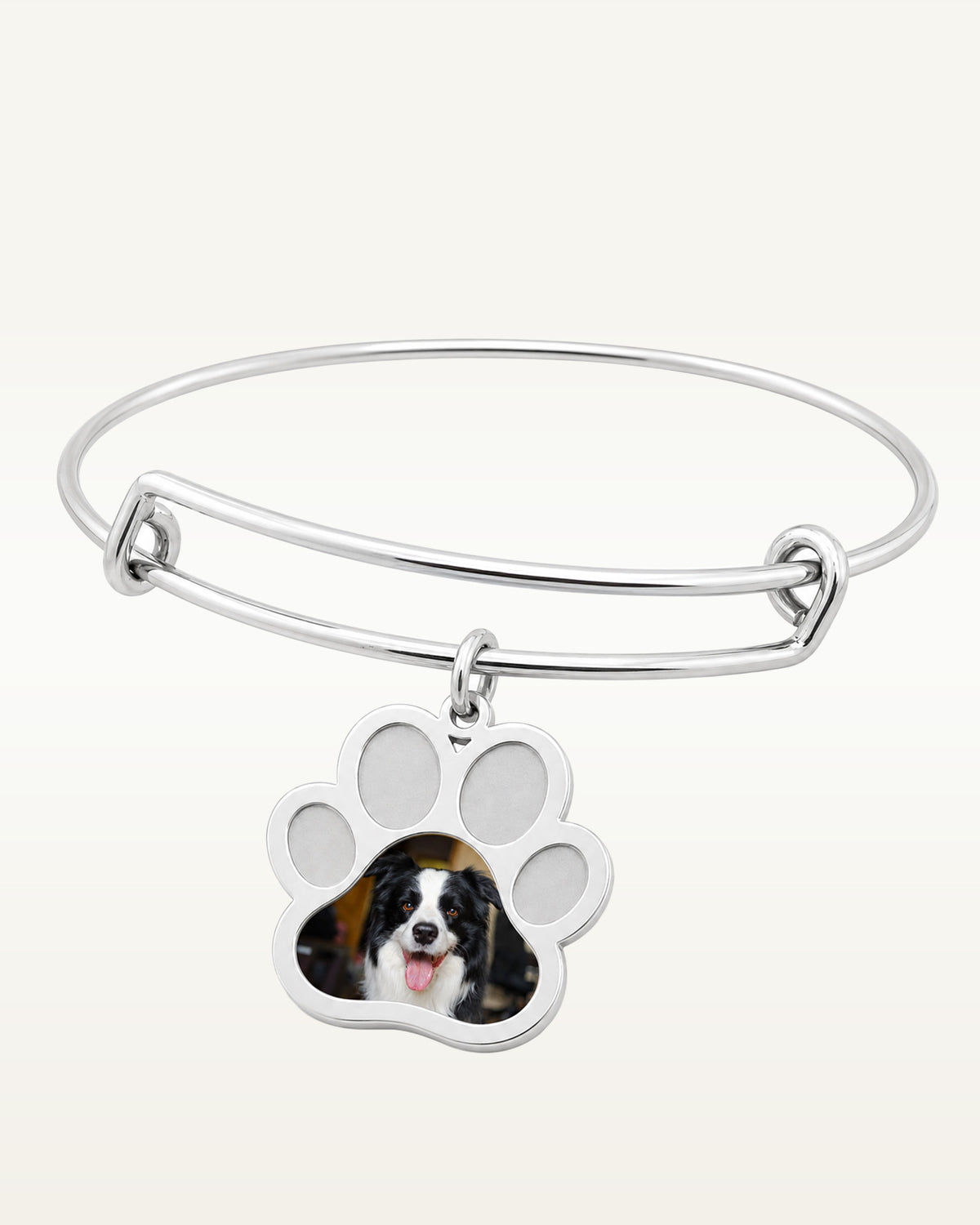 Dog Paw Print Photo Charm Expandable Bracelet