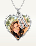 Photo Pendant Heart Necklace w/ Personalized Name Tags