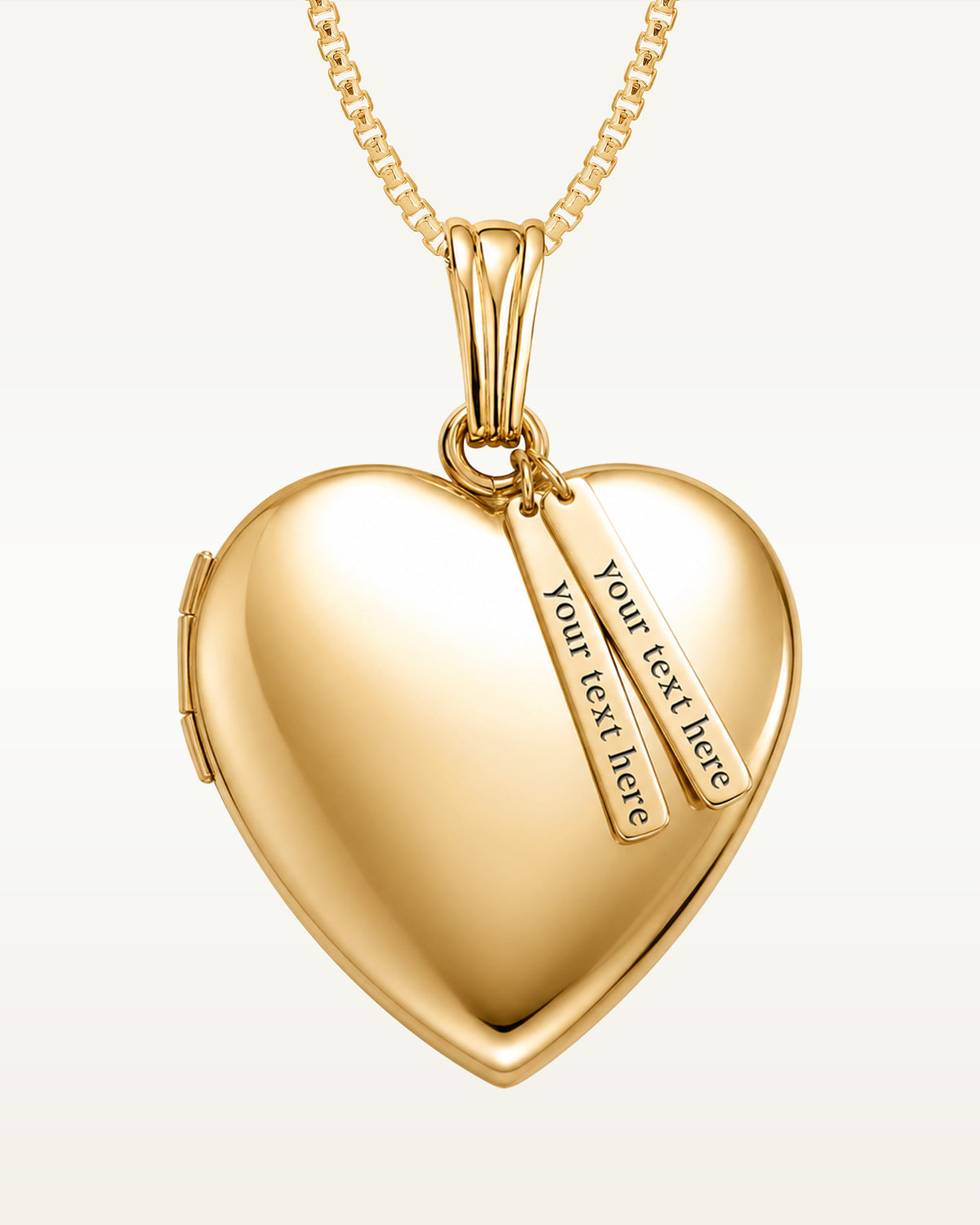 14k Yellow Gold Heart Photo Locket with Personalized Tabs