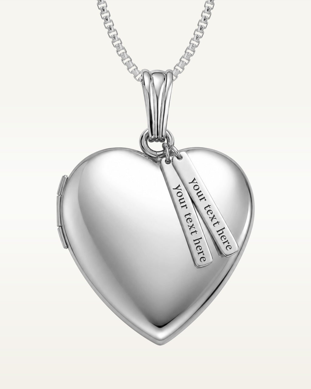 Sterling Silver Heart Photo Locket with Personalized Tabs
