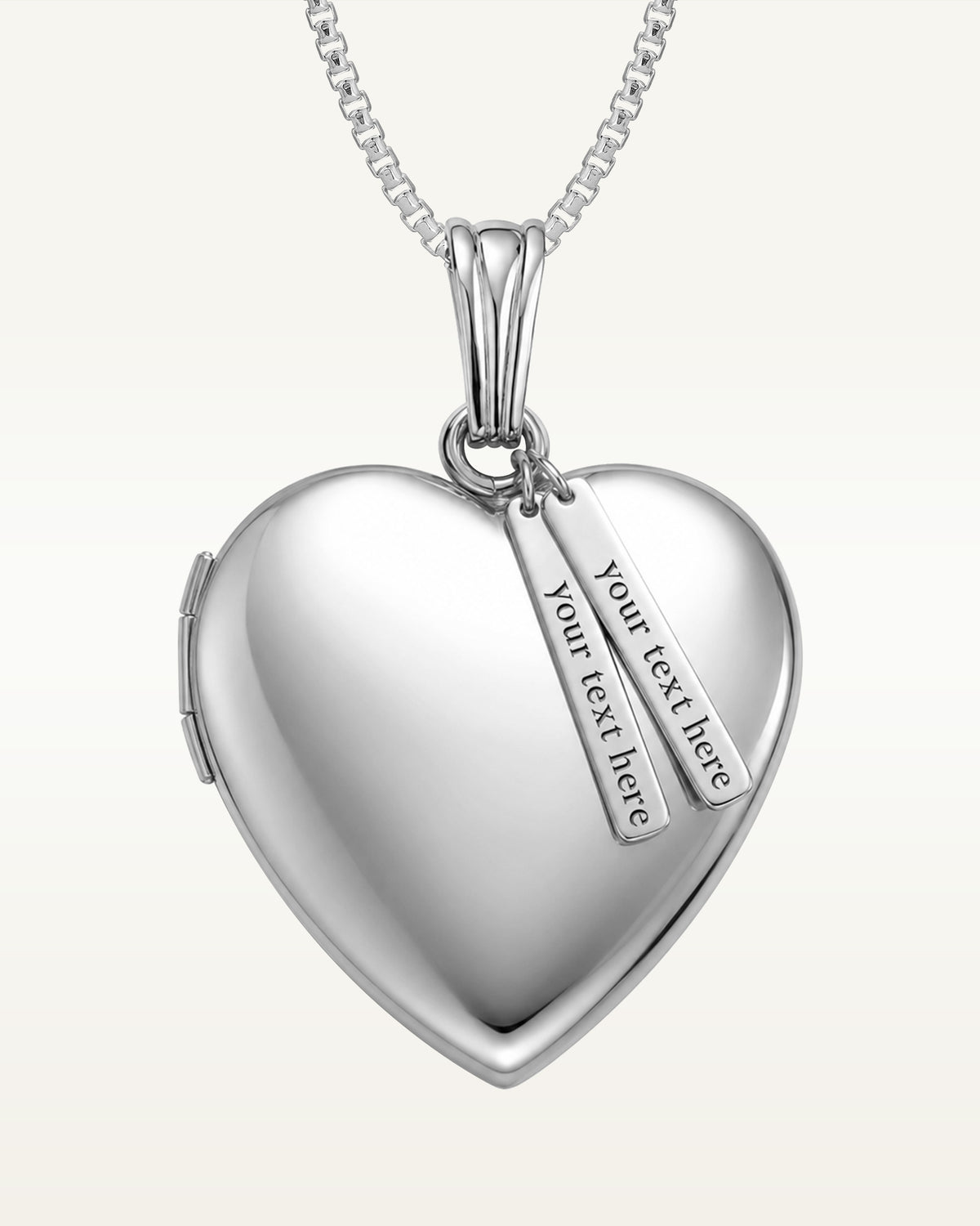 Silver Heart Photo Locket with Personalized Tabs