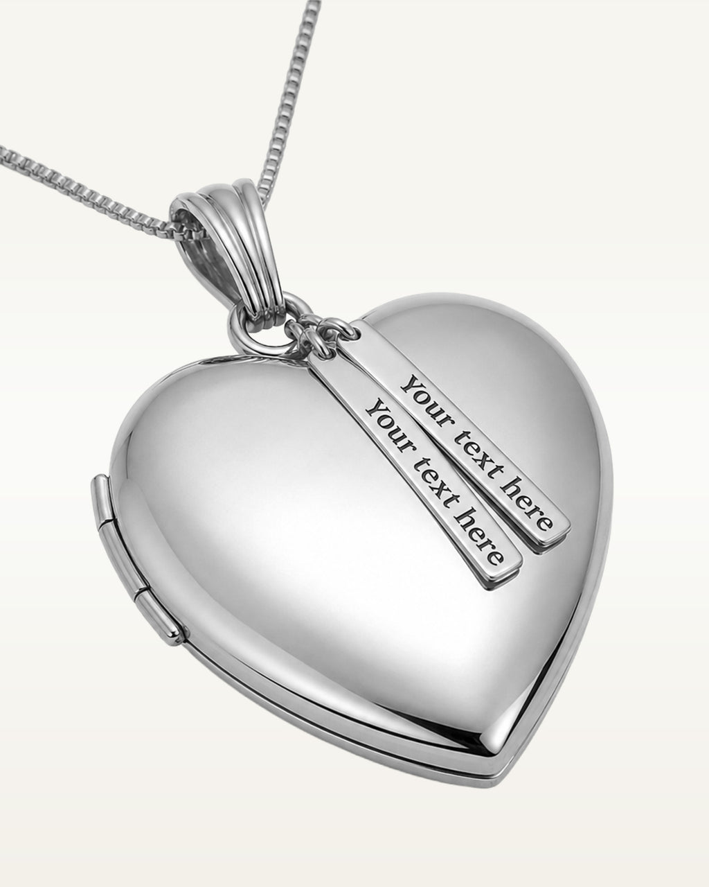 Sterling Silver Heart Photo Locket with Personalized Tabs