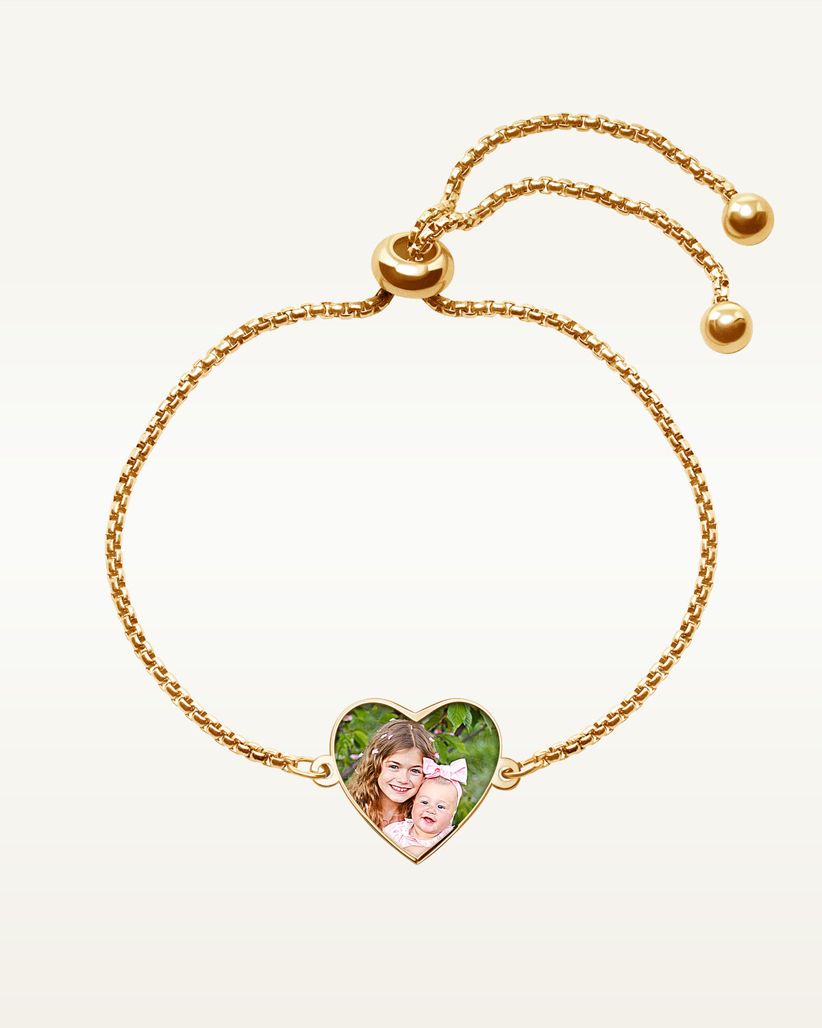 Women's Adjustable Photo Heart Engraved Bracelet