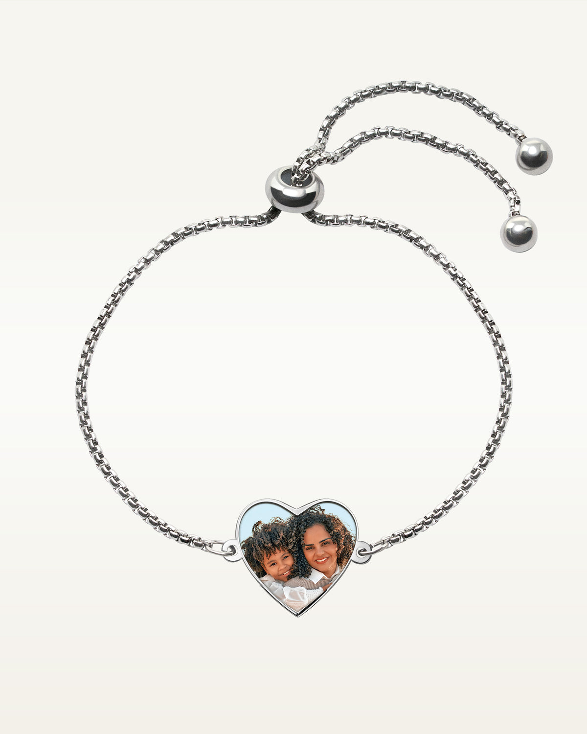 Women's Adjustable Photo Heart Engraved Bracelet
