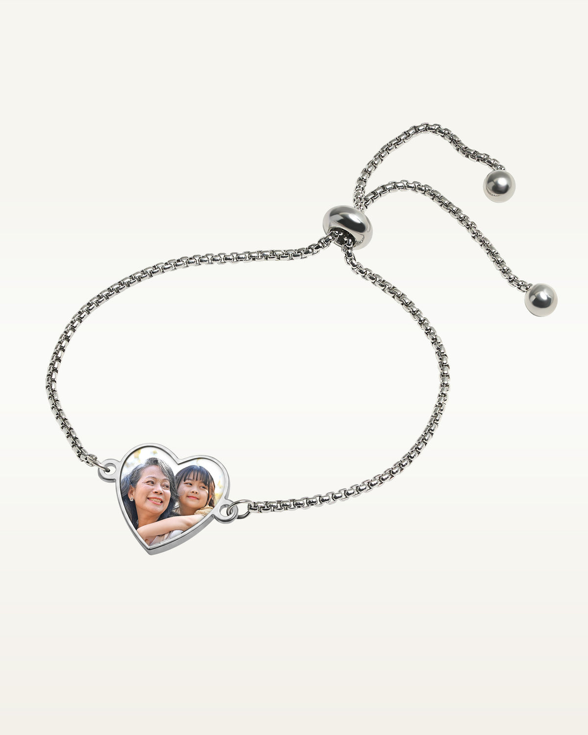 Women's Adjustable Photo Heart Engraved Bracelet