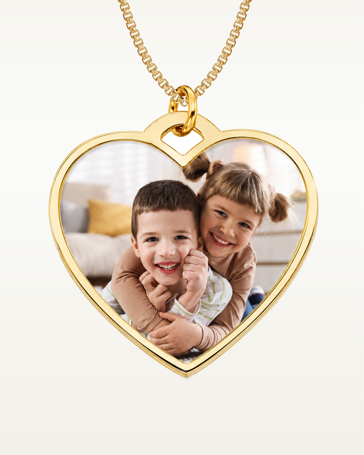Stainless Steel Photo Engraved Heart Pendant with 18" Chain