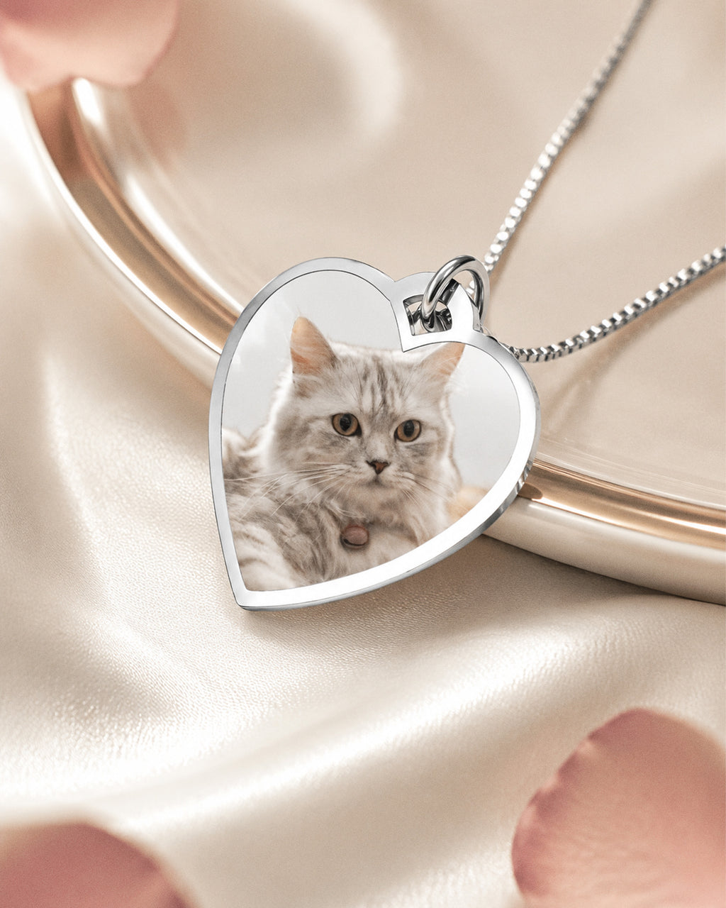 Stainless Steel Photo Engraved Heart Pendant with 18" Chain - lifestyle