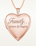 Rose Gold Plated Family Love Heart Photo Locket