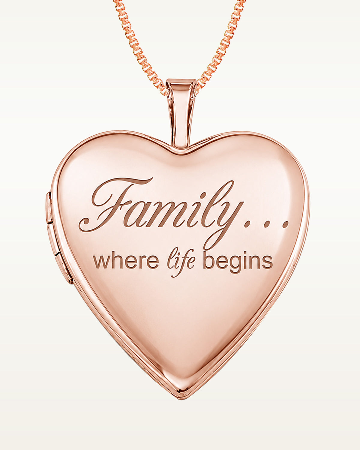 Rose Gold Plated Family Love Heart Photo Locket