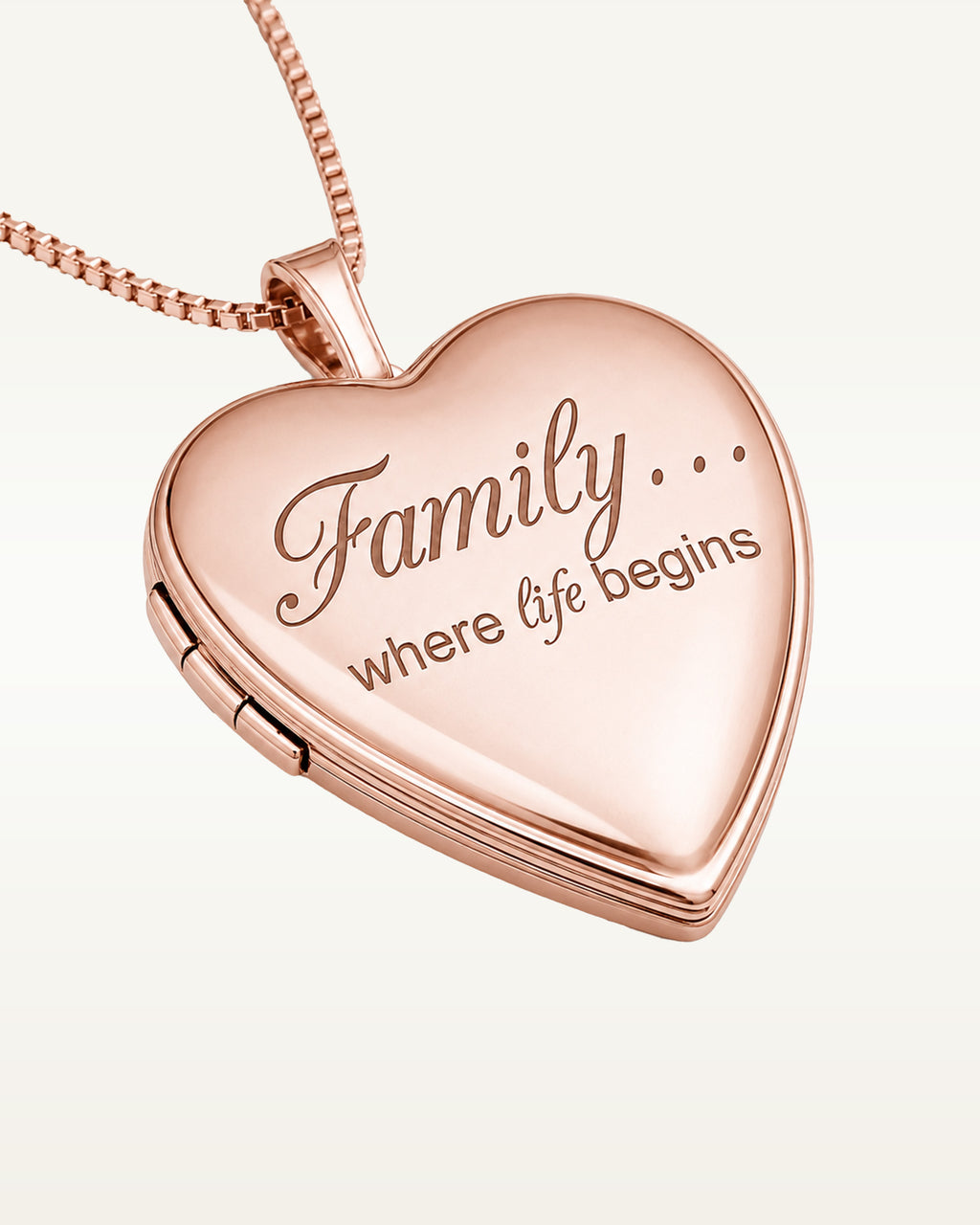 Rose Gold Plated Family Love Heart Photo Locket
