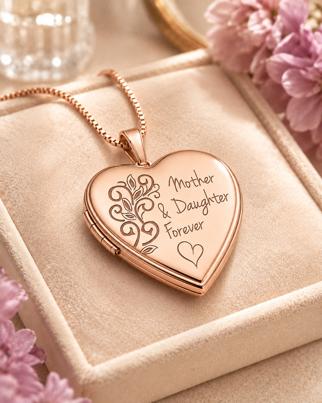 Rose Gold Plated "Mother & Daughter Forever" Locket - lifestyle