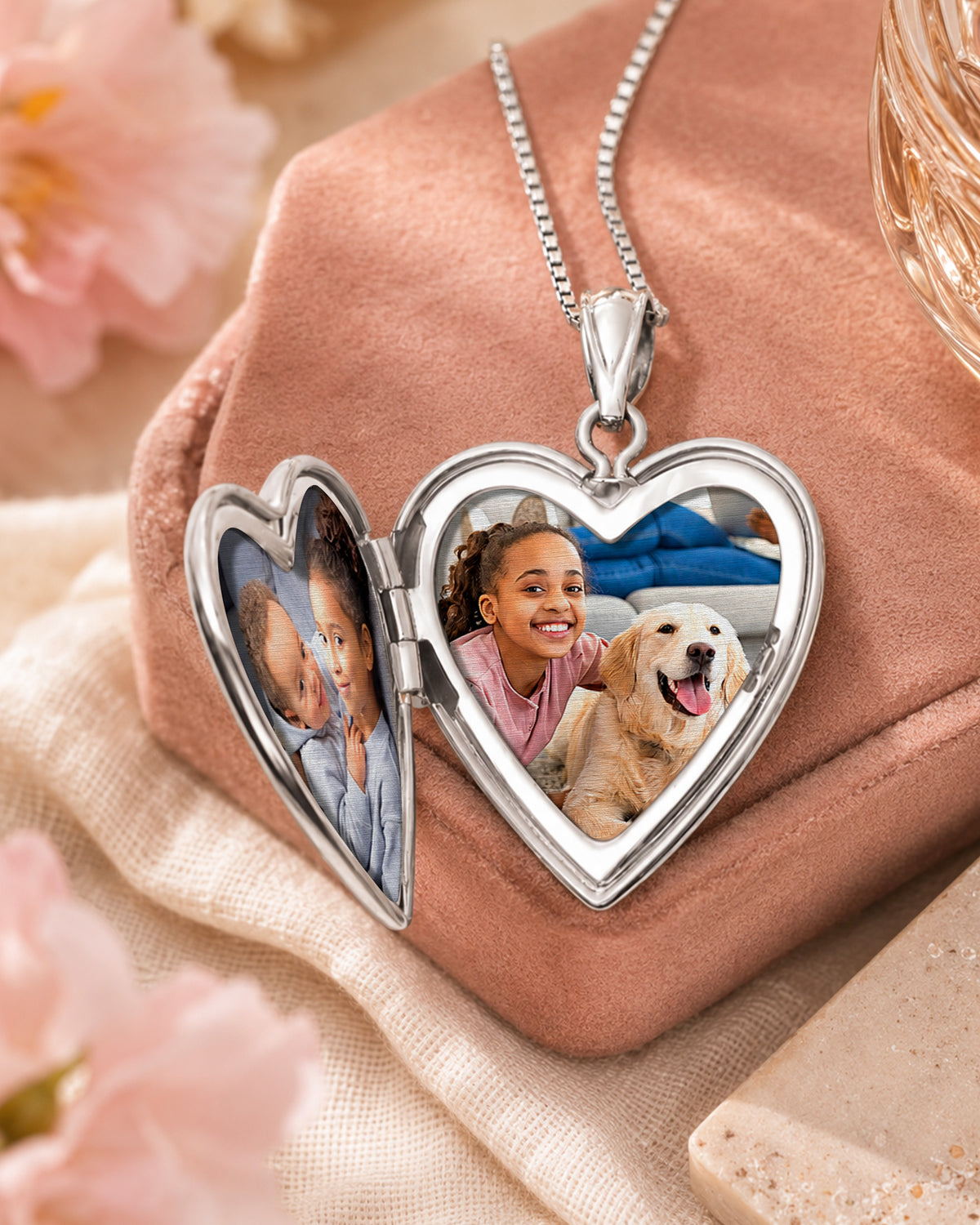 Sterling Silver " Mommy's Little Angel " Heart Photo Locket - lifestyle