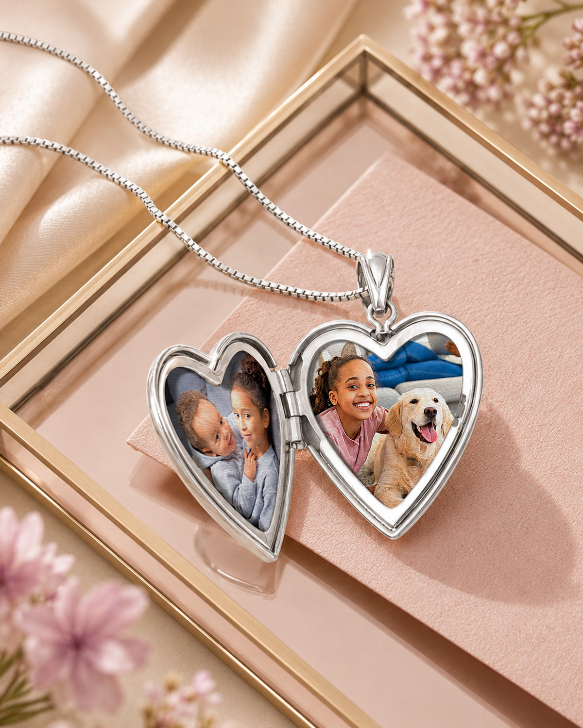 Sterling Silver Heart Photo Locket - lifestyle