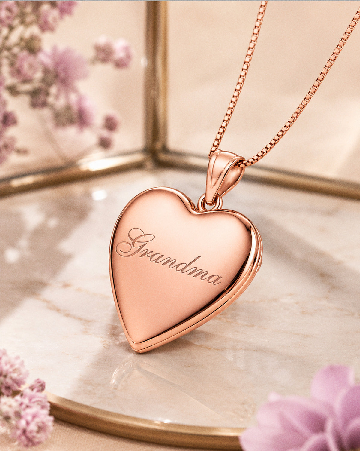 Rose Gold Plated Grandma Heart Photo Locket - lifestyle