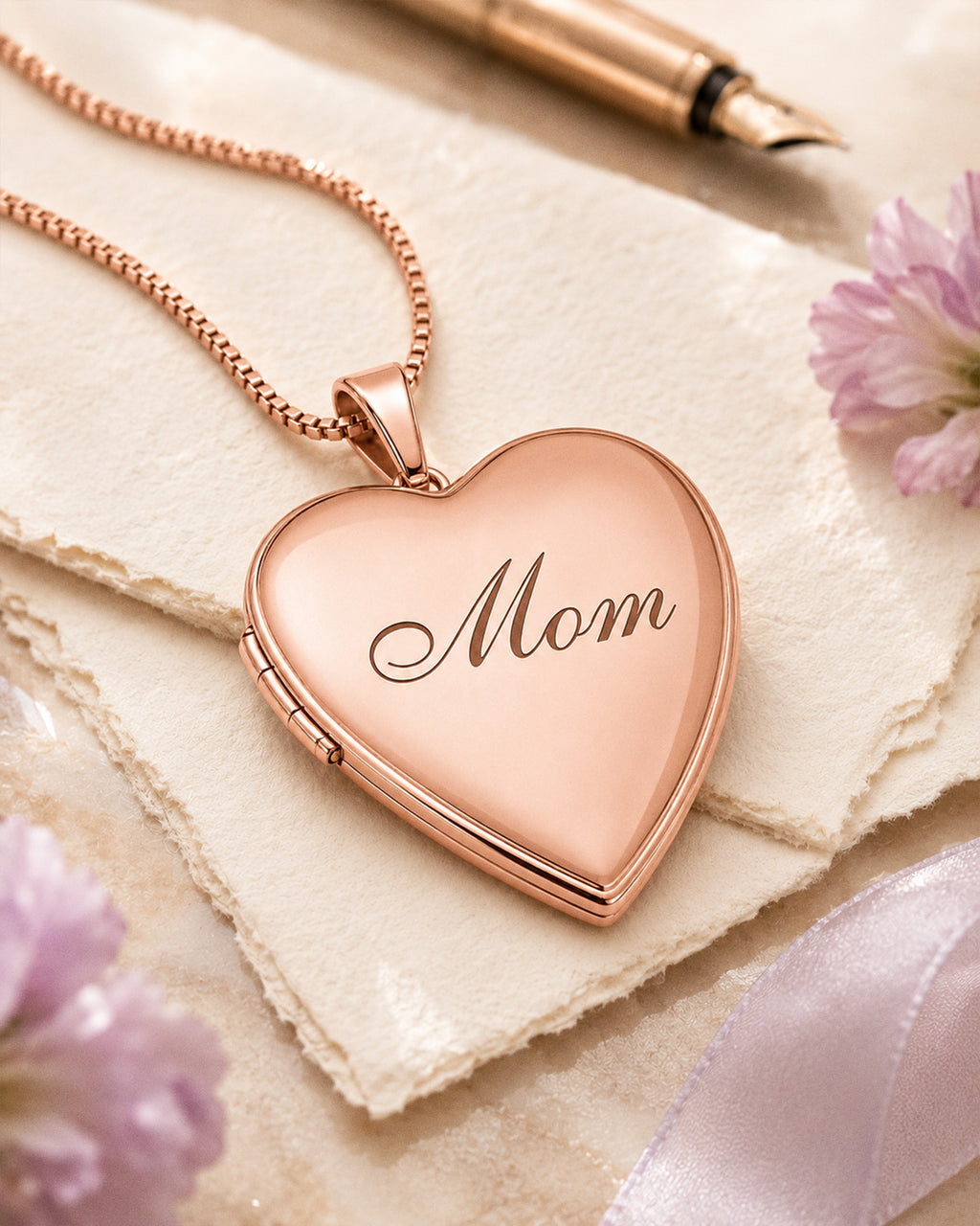Rose Gold Nana Heart Photo Locket - lifestyle