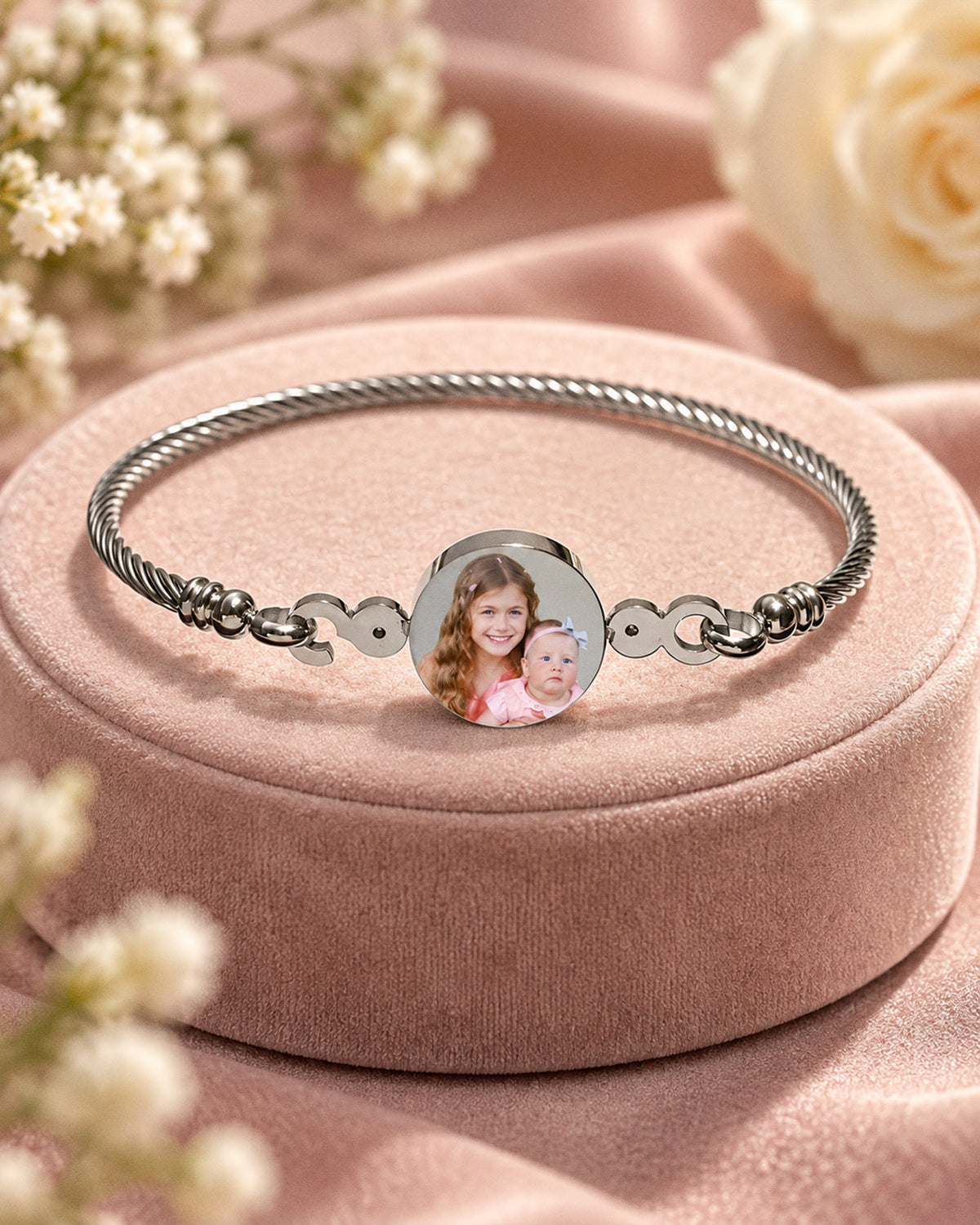 Stainless Steel Photo Engraved Bangle Bracelet - lifestyle