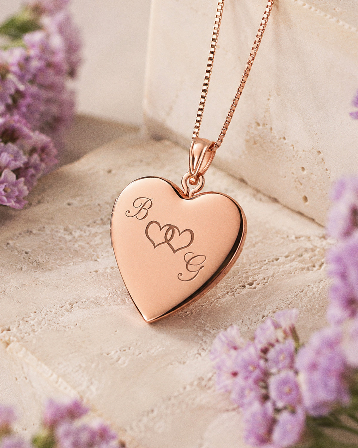 Rose Gold Plated " Together Forever" Heart Photo Locket - lifestyle