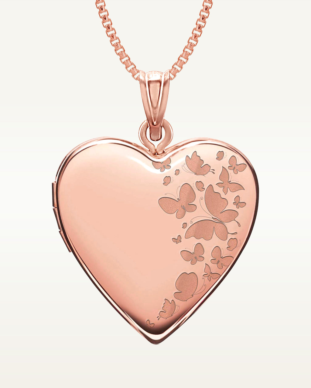 Rose Gold Plated "Butterflies" Heart Photo Locket