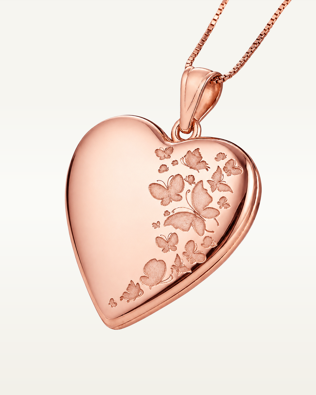 Rose Gold Plated "Butterflies" Heart Photo Locket