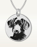 Antiqued Laser Carved Photo Round Disc Pendant with 18" Necklace Included