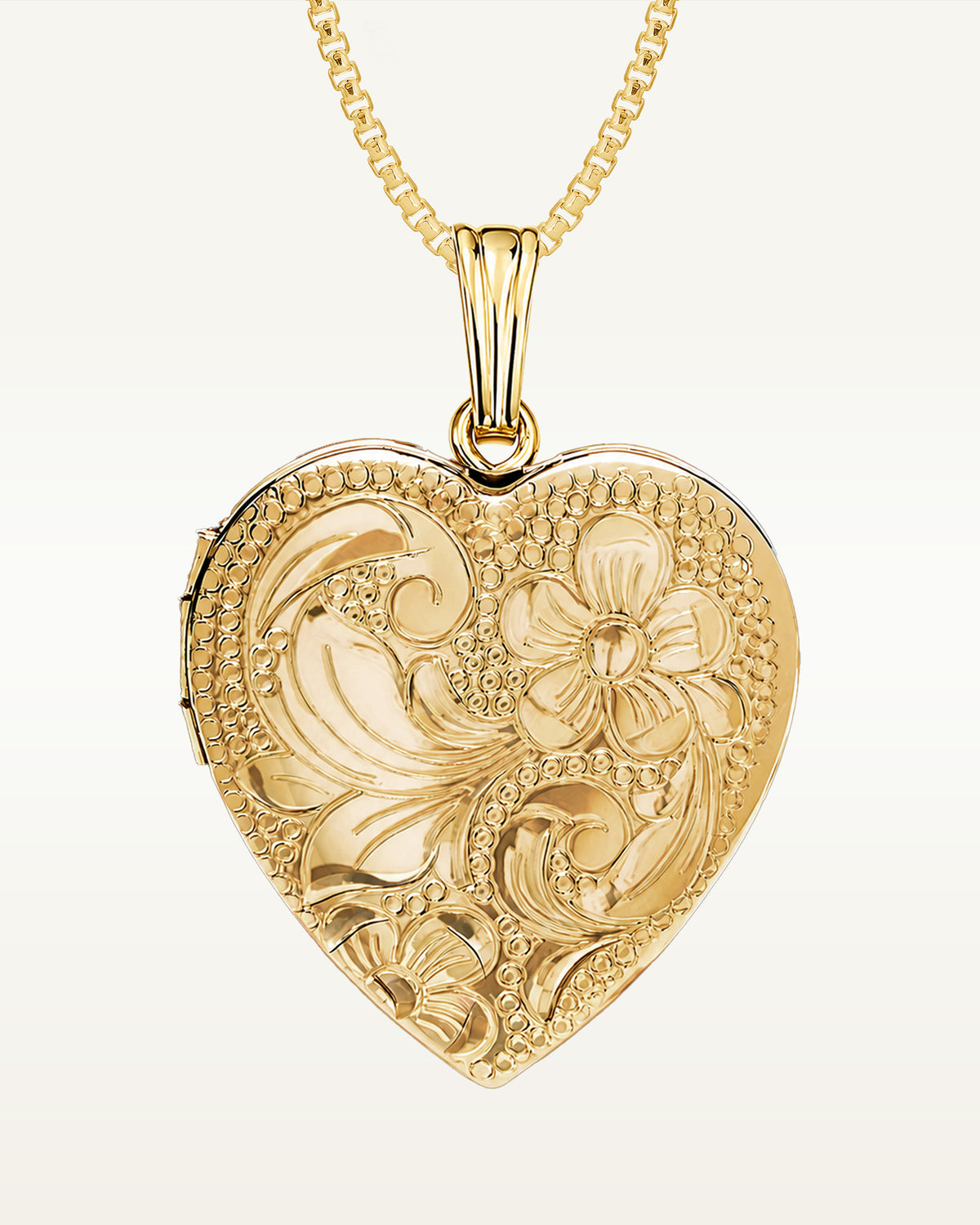 14k Gold Floral Heart Photo Locket