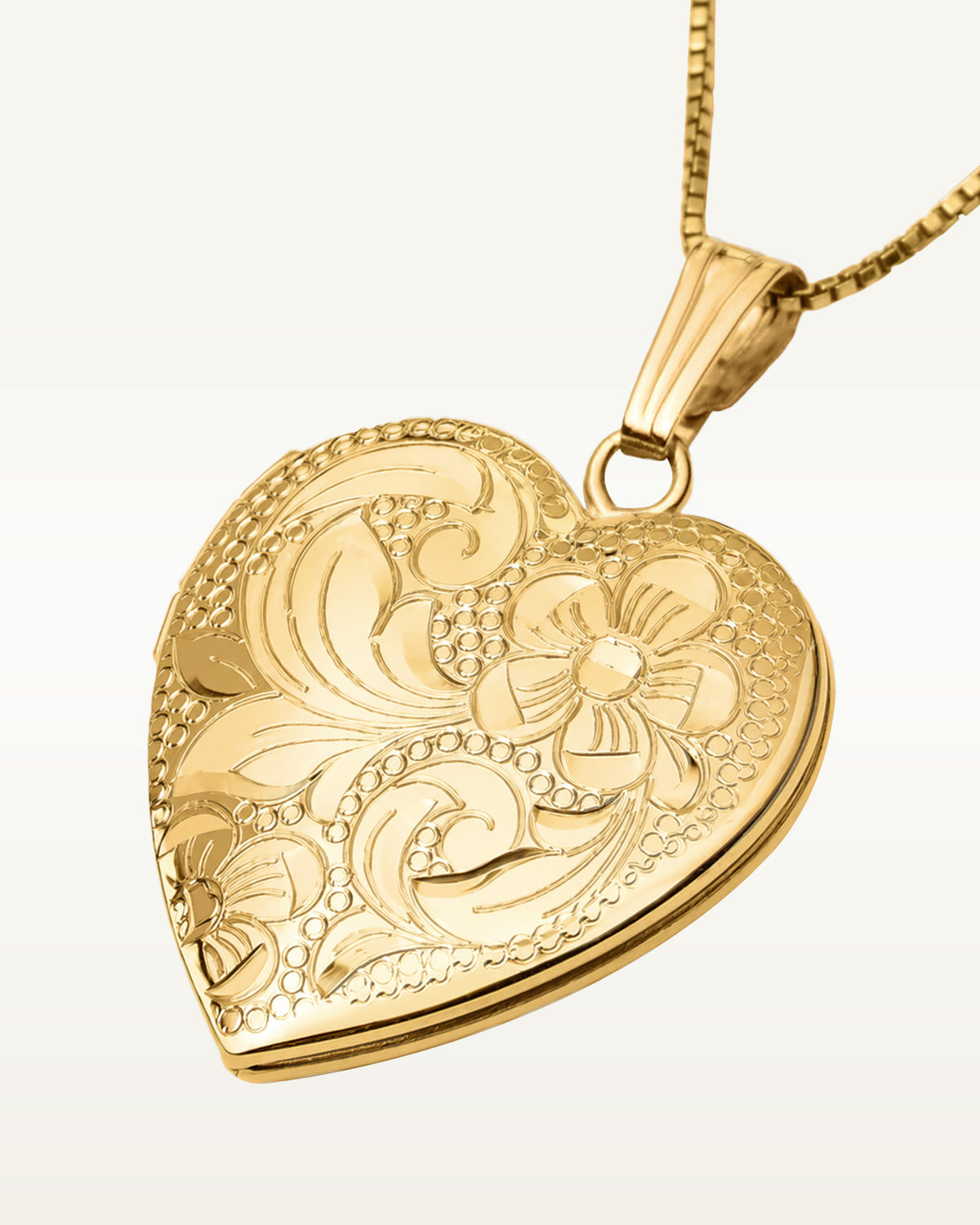 14k Gold Floral Heart Photo Locket