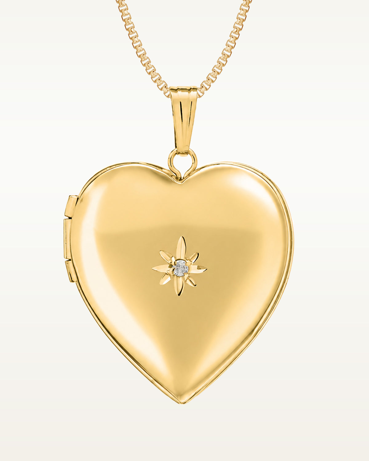 14k Gold Filled Heart Photo Locket With Diamond
