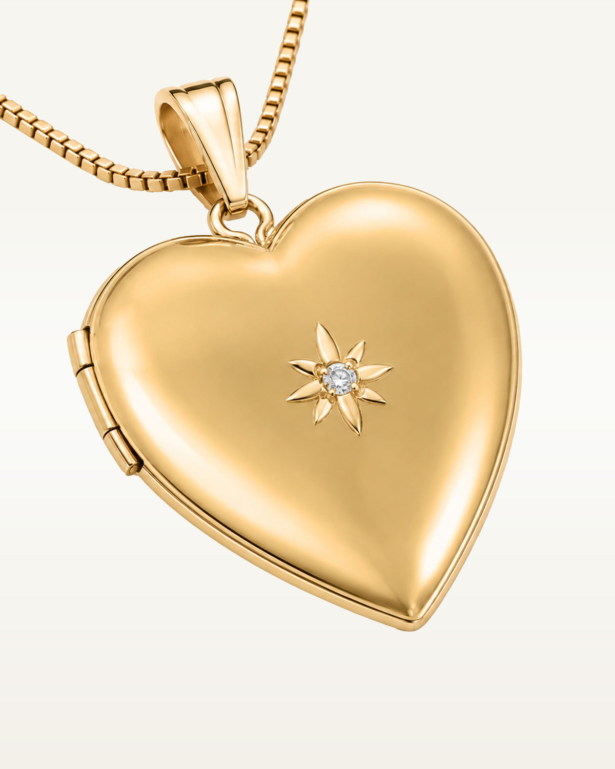 14k Gold Filled Heart Photo Locket With Diamond