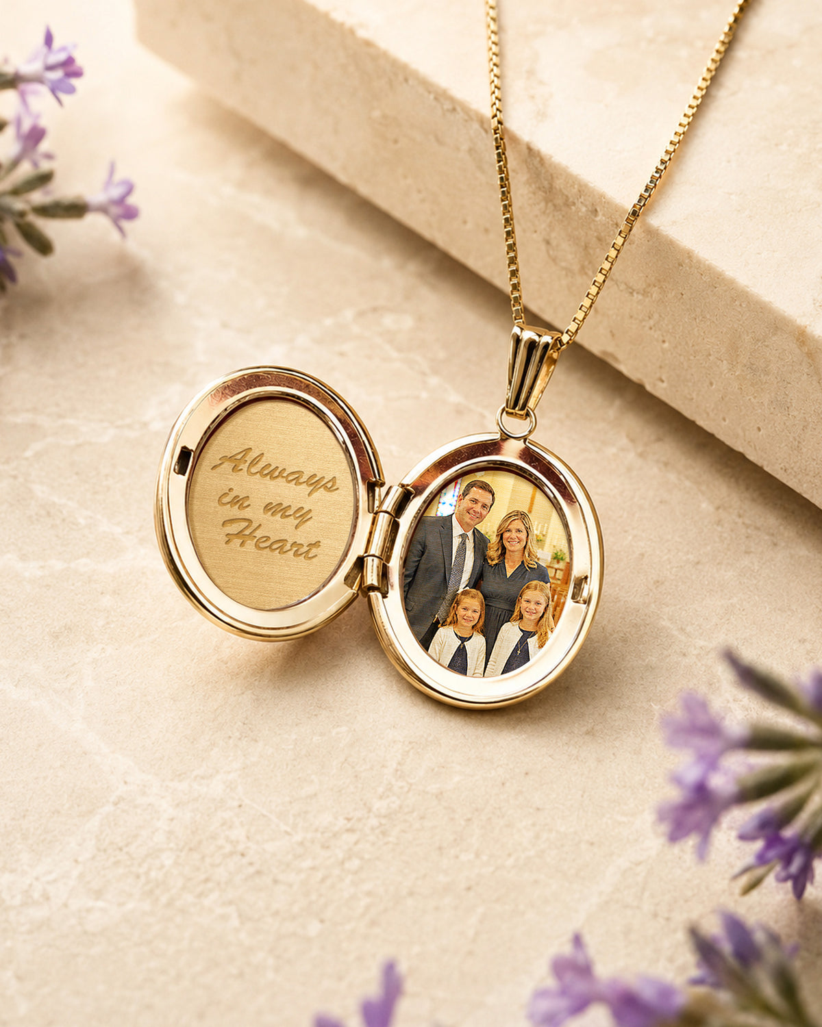 14k Gold Filled Antiqued Floral Oval Photo Locket - lifestyle