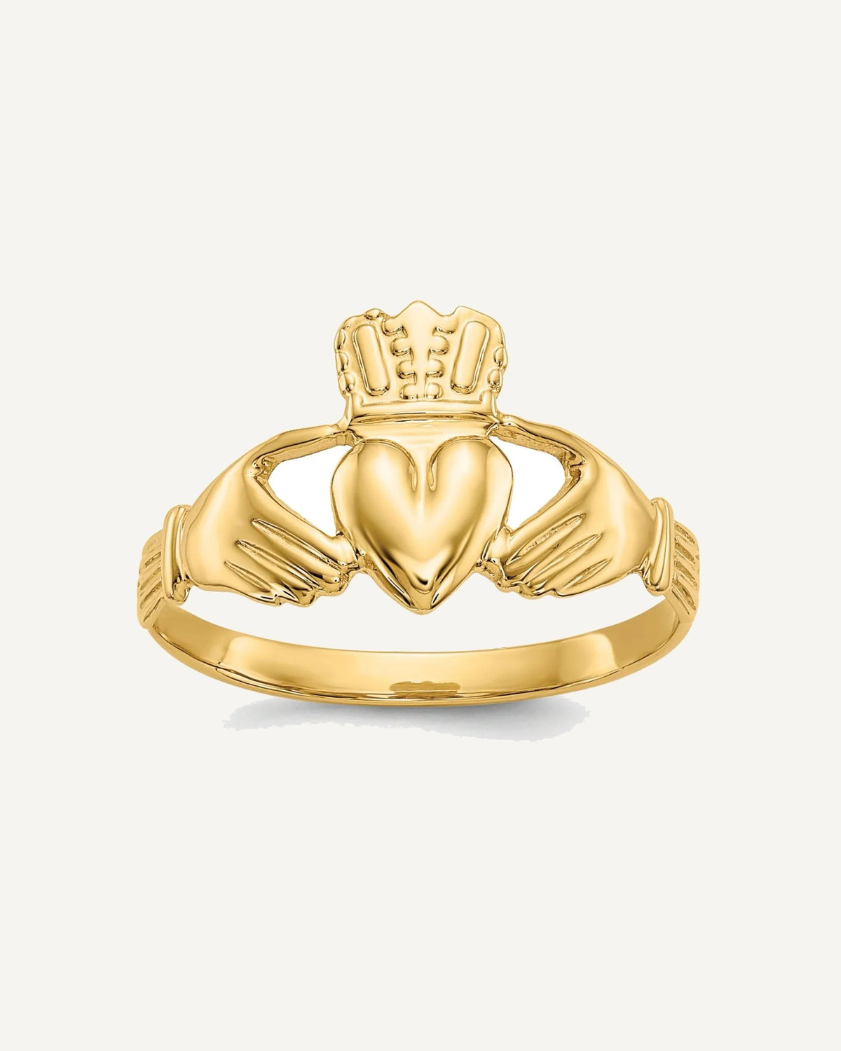Gold Polished Claddagh Rings – View 1