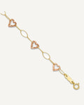 14k Two-tone Hammered Open Hearts and Oval Link 9 inch Plus 1 inch Extender - Total 10 inch Anklet – View 1