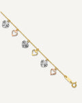 14K Tri-Color Dangle Hearts 9 inch Plus 1 inch Extender - Total 10 inch Anklet – View 1