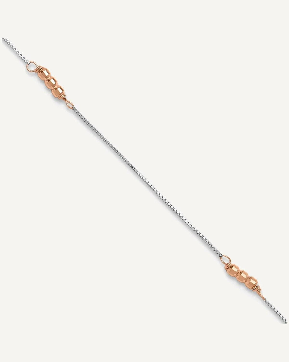 14K Two-Tone Mirror Beaded 4-Station 9 inch Plus 1 inch Extender - Total 10 inch Anklet – View 1