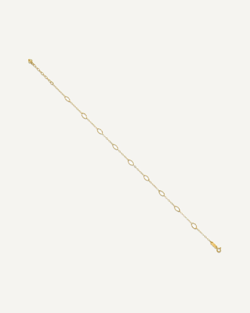 14k Textured Oval Shapes 9 inch Plus 1 inch Extender - Total 10 inch Anklet – View 2