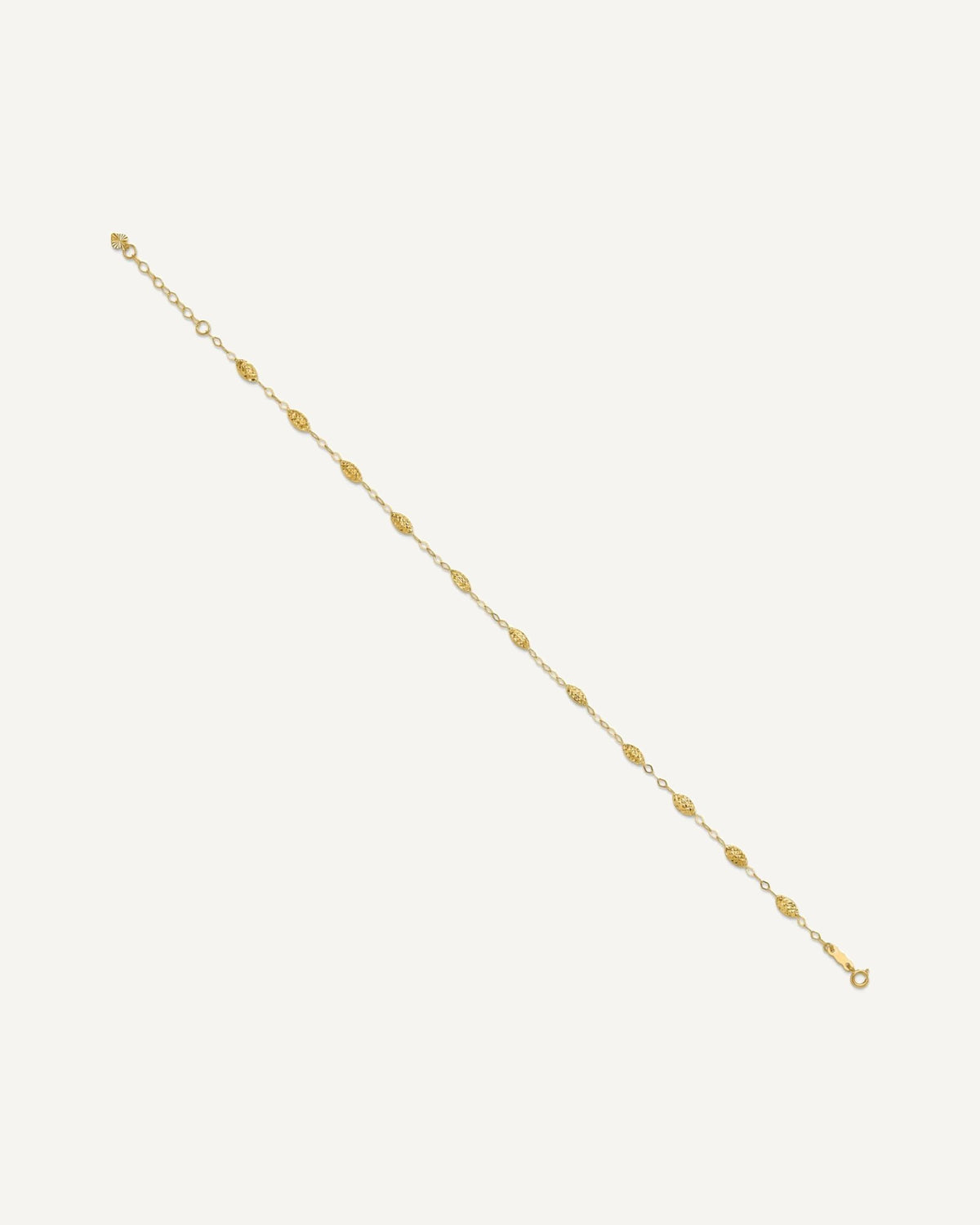 14k Textured Rice Puff Beads 9 inch Plus 1 inch Extender - Total 10 inch Anklet – View 2