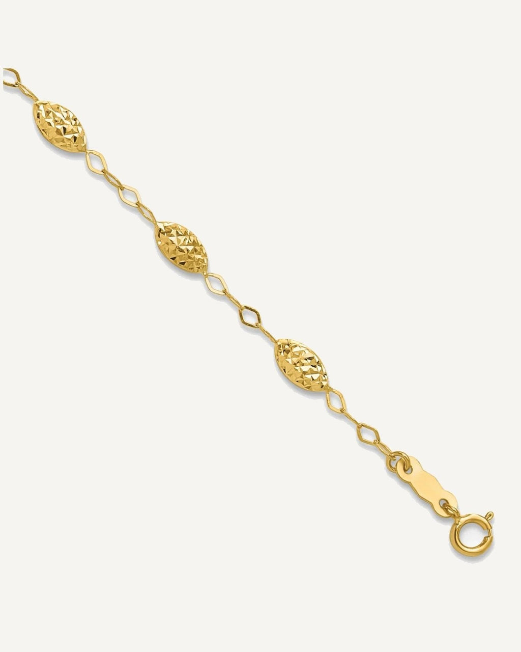 14k Textured Rice Puff Beads 9 inch Plus 1 inch Extender - Total 10 inch Anklet – View 1