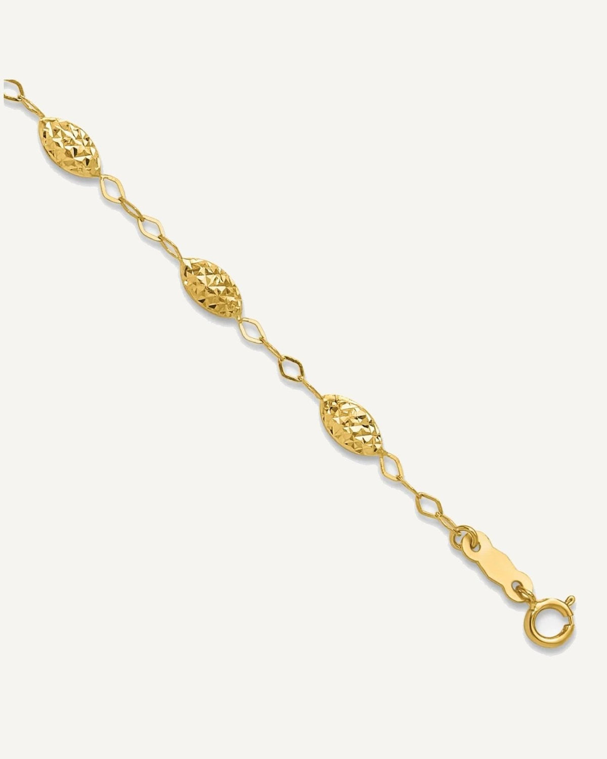14k Textured Rice Puff Beads 9 inch Plus 1 inch Extender - Total 10 inch Anklet – View 1