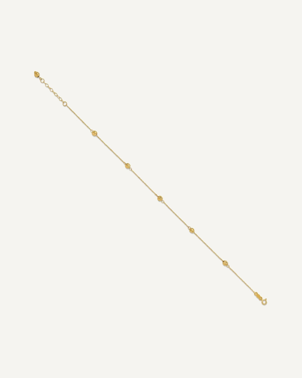 14k Diamond-cut Beads 5-Station 9 inch Plus 1 inch Bead Dangle Extender - Total 10 inch Anklet – View 2