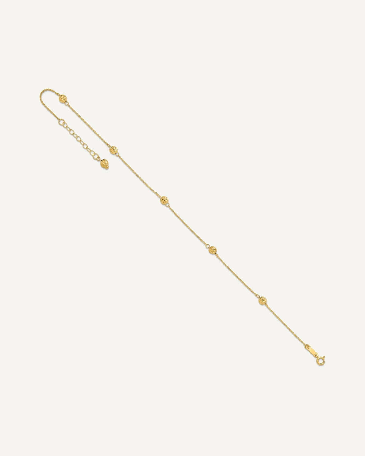 14k Diamond-cut Beads 5-Station 9 inch Plus 1 inch Bead Dangle Extender - Total 10 inch Anklet – View 7