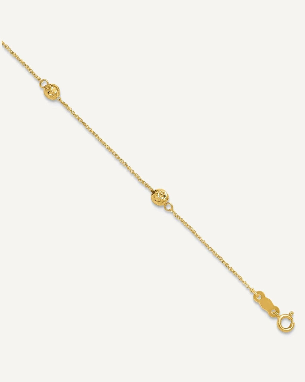 14k Diamond-cut Beads 5-Station 9 inch Plus 1 inch Bead Dangle Extender - Total 10 inch Anklet – View 1